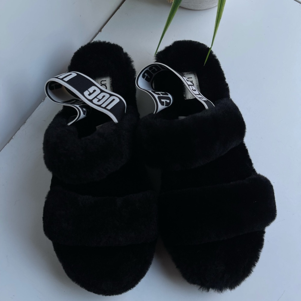 UGG🔴Oh Yeah Black Slippers women’s 9 New - Picture 8 of 10